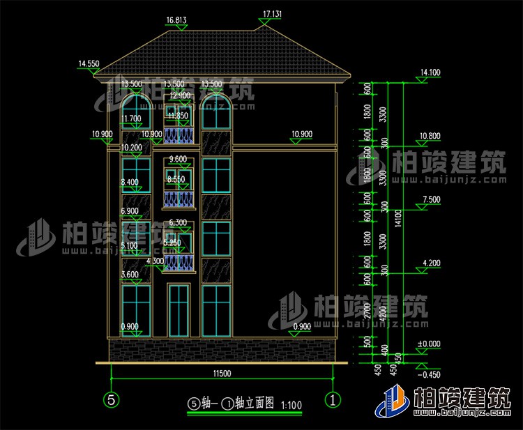 背立面图